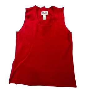 Chico's Design Women's Red Silk Blend Ribbed Tank Top